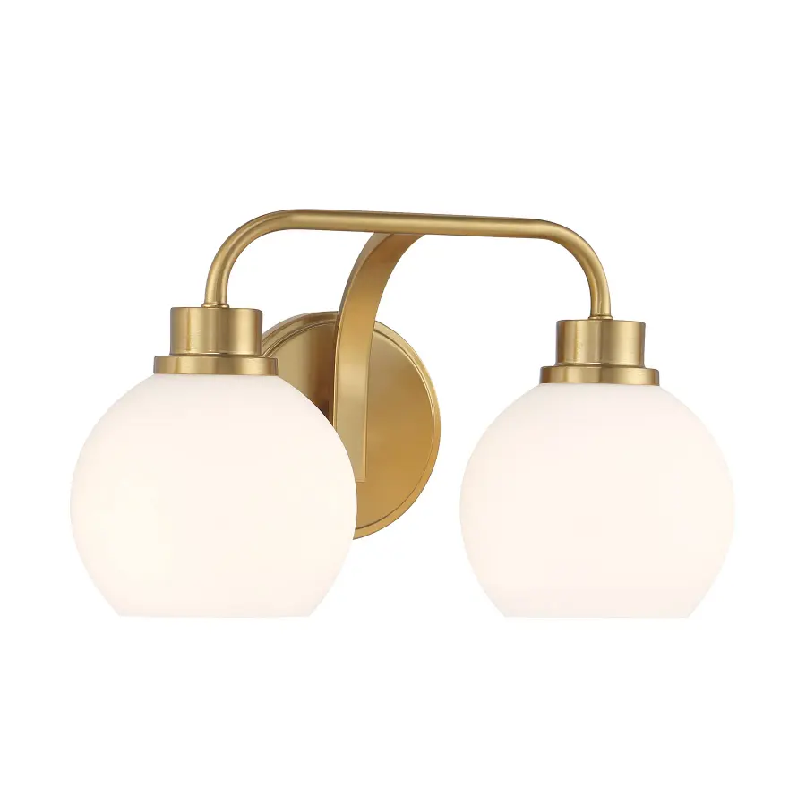 2-Light Bathroom Vanity Light in Natural Brass - Image 3