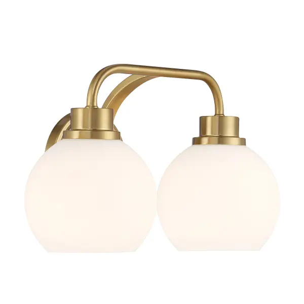 2-Light Bathroom Vanity Light in Natural Brass - Image 4