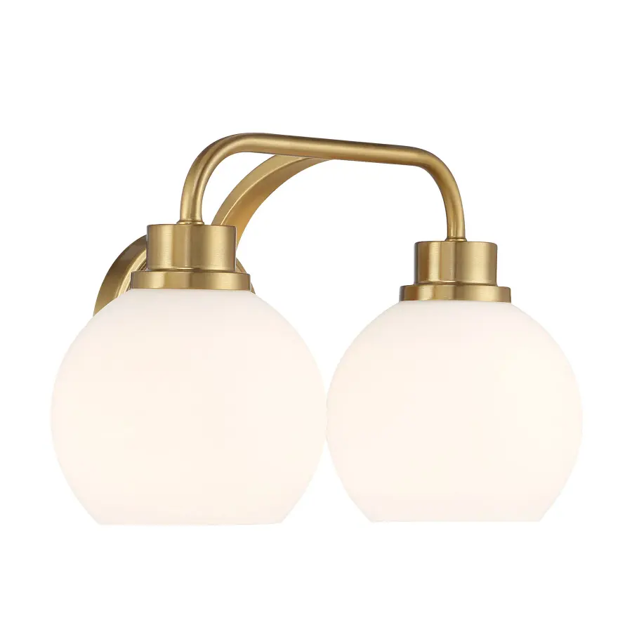2-Light Bathroom Vanity Light in Natural Brass - Image 4