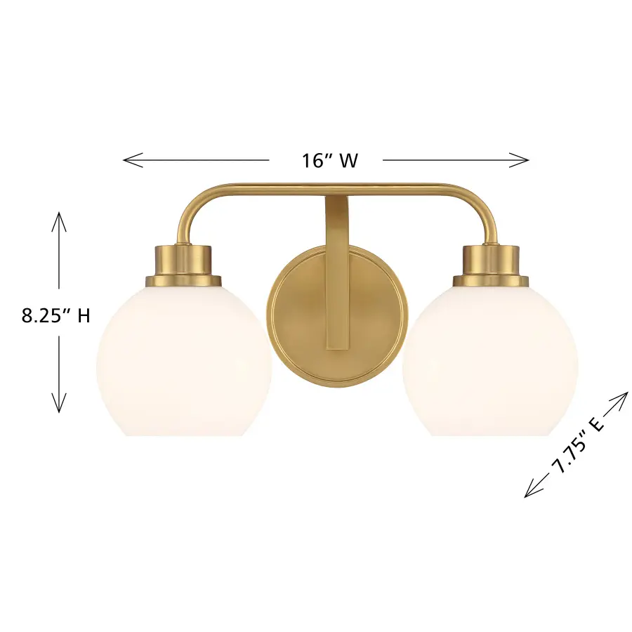 2-Light Bathroom Vanity Light in Natural Brass - Image 6