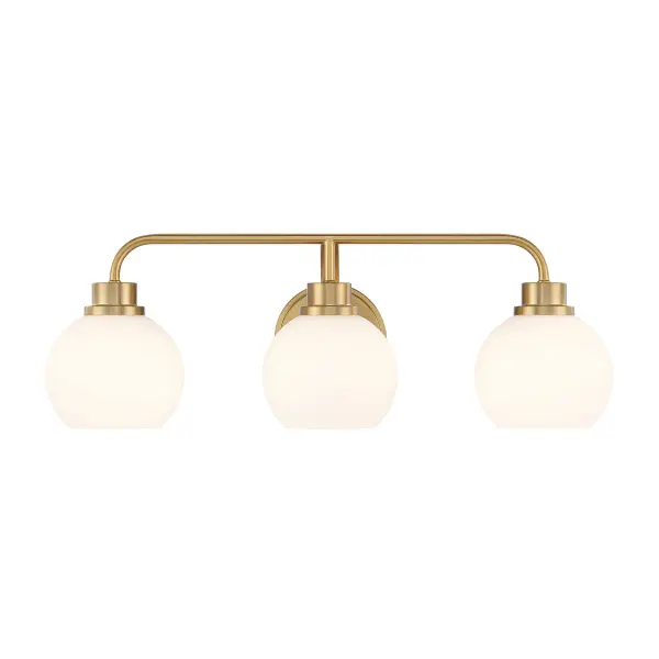 3-Light Bathroom Vanity Light in Natural Brass - Image 1