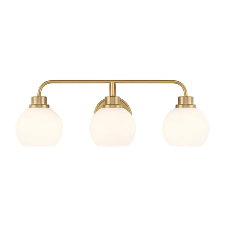3-Light Bathroom Vanity Light in Natural Brass - Image 1