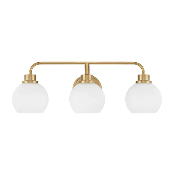 3-Light Bathroom Vanity Light in Natural Brass - Image 2