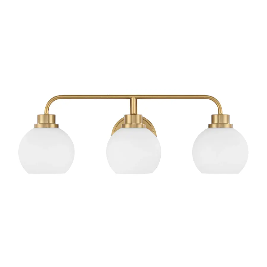 3-Light Bathroom Vanity Light in Natural Brass - Image 2