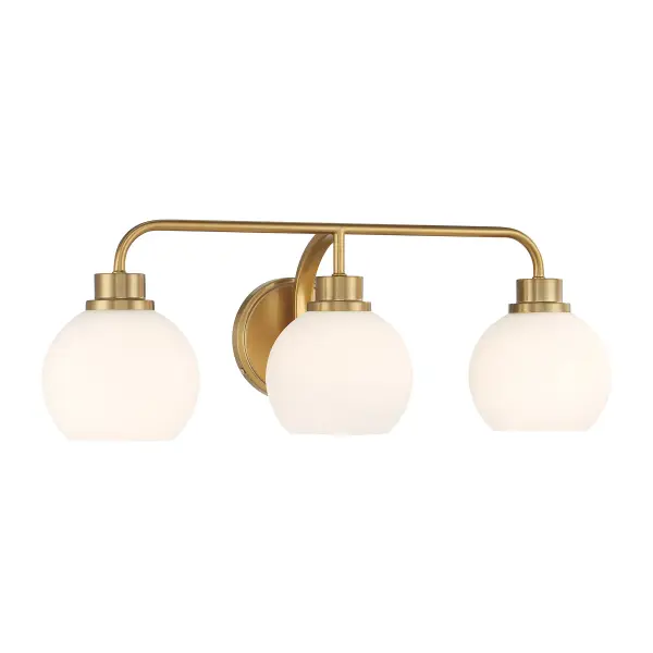 3-Light Bathroom Vanity Light in Natural Brass - Image 3