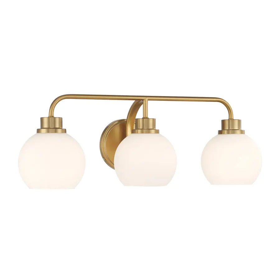 3-Light Bathroom Vanity Light in Natural Brass - Image 3