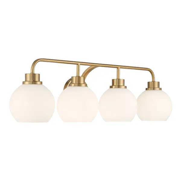 4-Light Bathroom Vanity Light in Natural Brass - Image 4