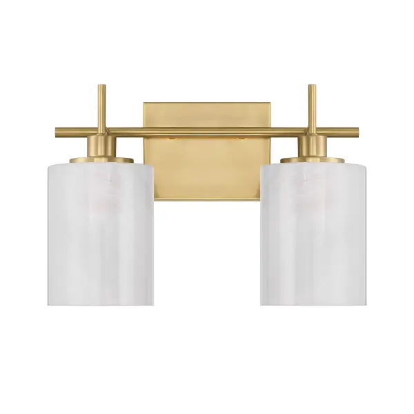 2-Light Bathroom Vanity Light in Natural Brass - Image 2
