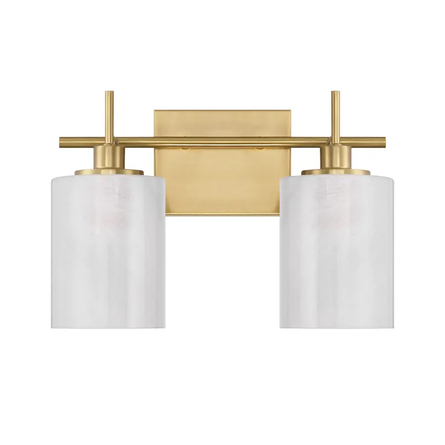 2-Light Bathroom Vanity Light in Natural Brass - Image 2
