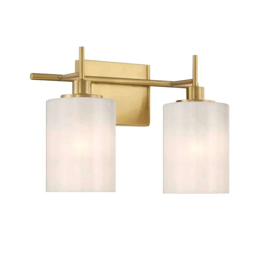 2-Light Bathroom Vanity Light in Natural Brass - Image 3