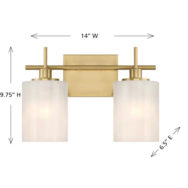 2-Light Bathroom Vanity Light in Natural Brass - Image 6