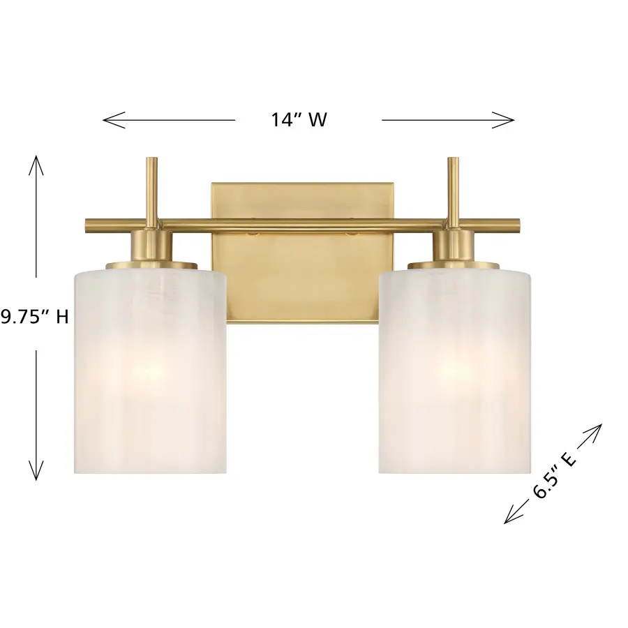 2-Light Bathroom Vanity Light in Natural Brass - Image 6