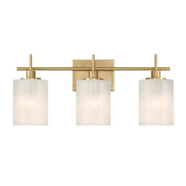 3-Light Bathroom Vanity Light in Natural Brass - Image 1