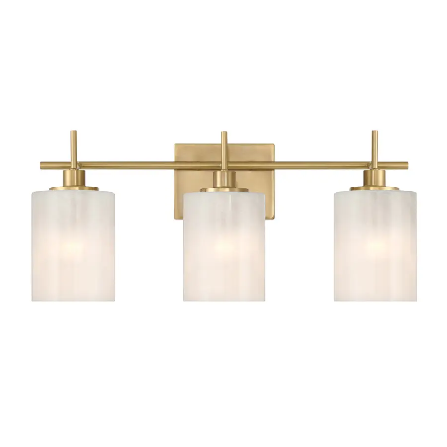 3-Light Bathroom Vanity Light in Natural Brass - Image 1