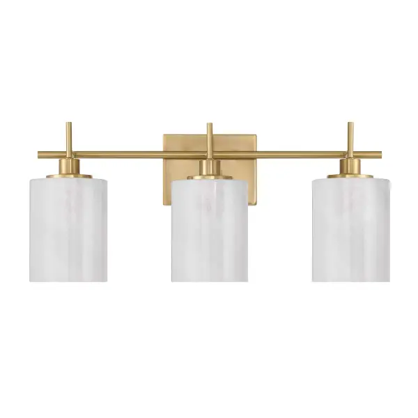 3-Light Bathroom Vanity Light in Natural Brass - Image 2