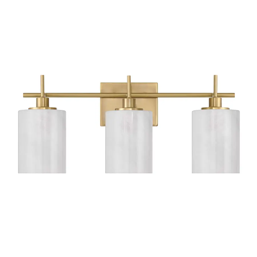 3-Light Bathroom Vanity Light in Natural Brass - Image 2