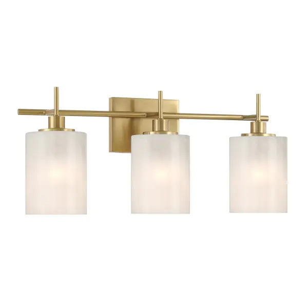 3-Light Bathroom Vanity Light in Natural Brass - Image 3