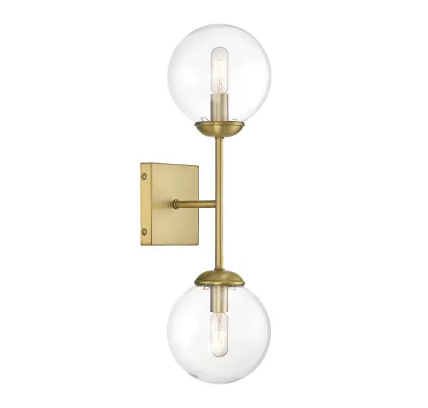 2-Light Wall Sconce in Natural Brass - Image 2