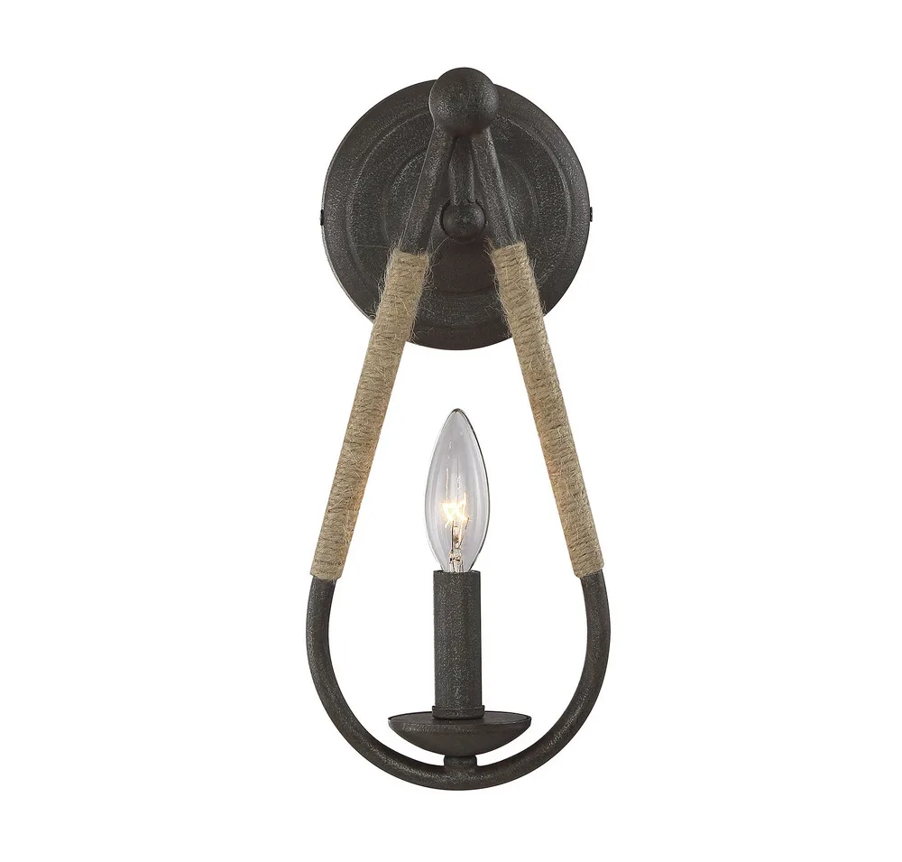 Mscon One Light Wall Sconce in Rusty Nail w/Rope