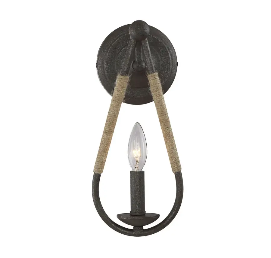1-Light Wall Sconce in Rusty Nail with Rope - Image 1