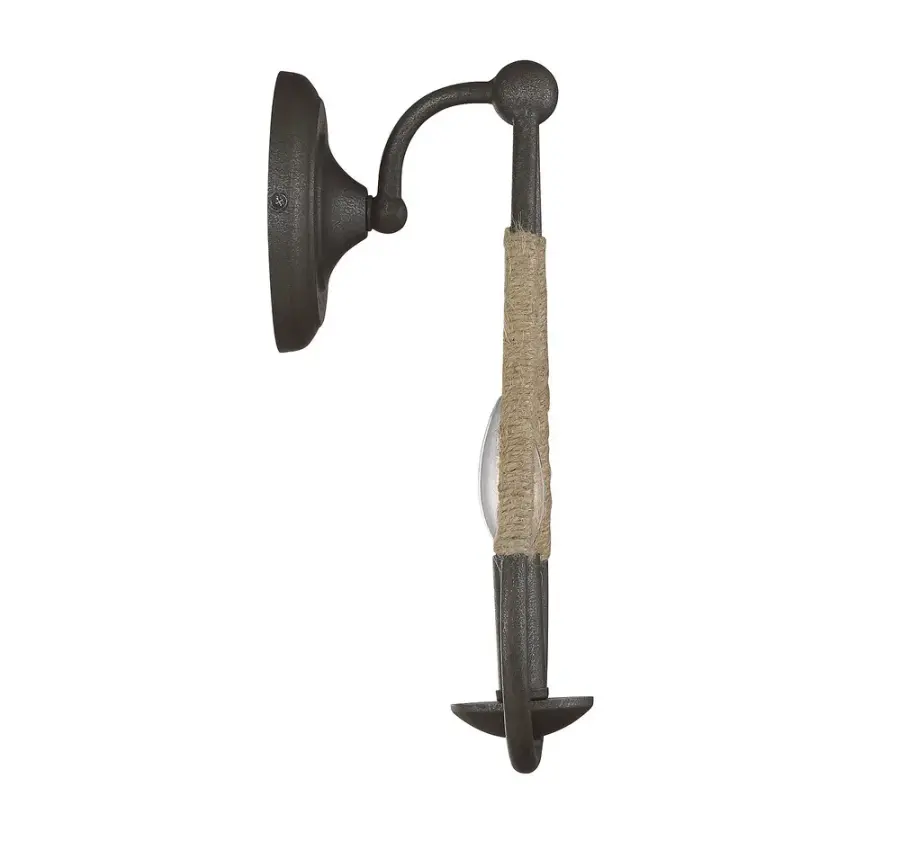 1-Light Wall Sconce in Rusty Nail with Rope - Image 3