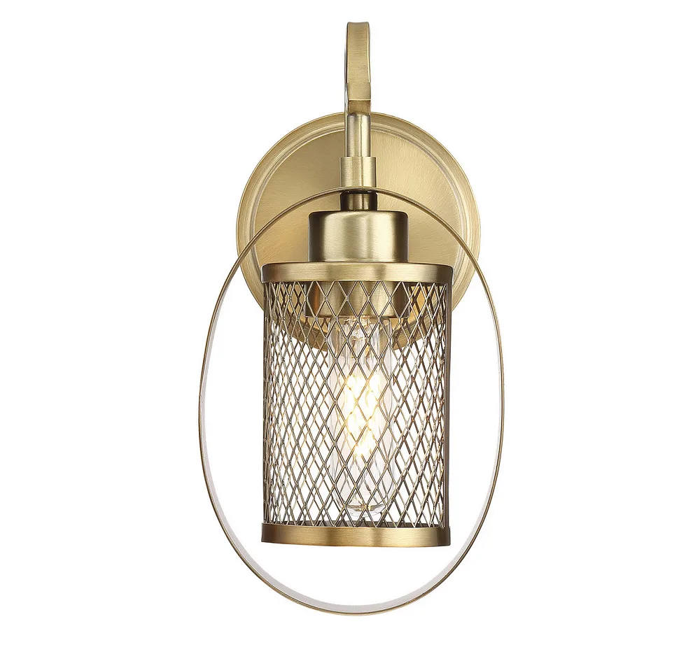 Mscon One Light Wall Sconce in Natural Brass