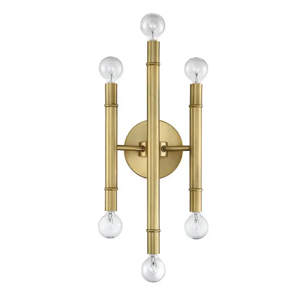 6-Light Wall Sconce in Natural Brass - alternate view