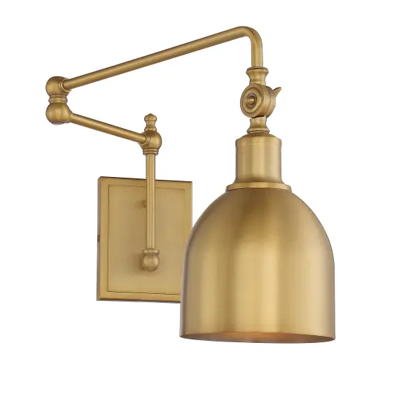 1-Light Adjustable Wall Sconce in Natural Brass - Image 3