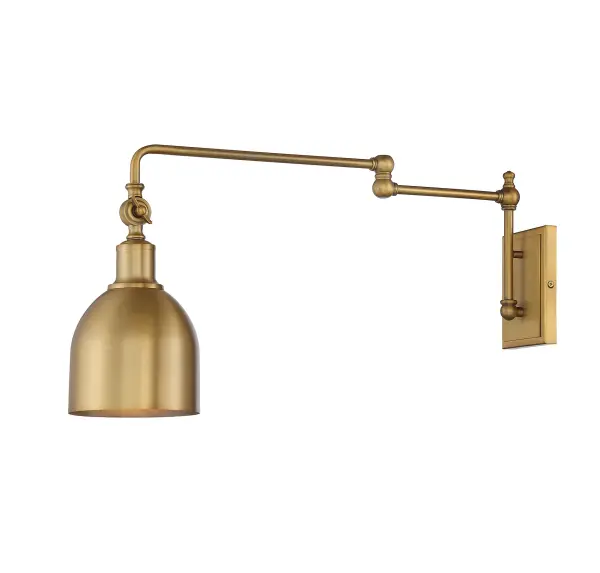 1-Light Adjustable Wall Sconce in Natural Brass - Image 6