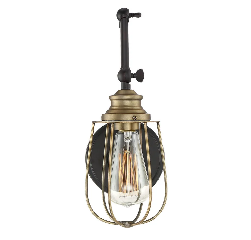 Mscon One Light Wall Sconce in Oil Rubbed Bronze with Natural Brass