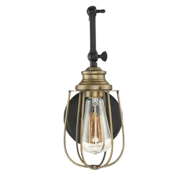 1-Light Adjustable Wall Sconce in Oil Rubbed Bronze with Natural Brass - Image 1