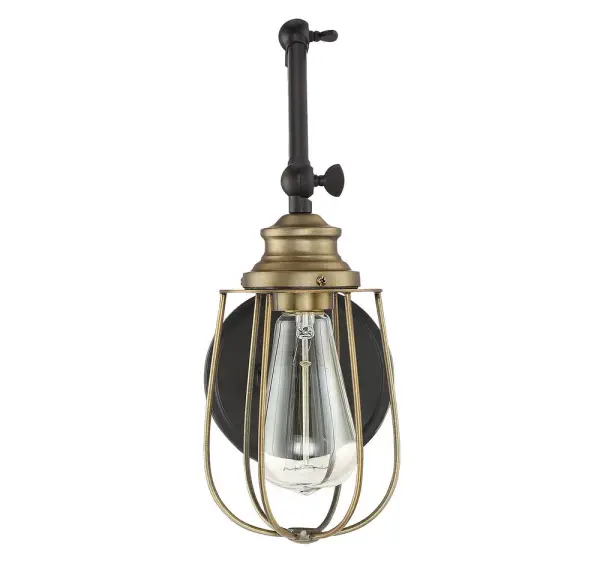 1-Light Adjustable Wall Sconce in Oil Rubbed Bronze with Natural Brass - Image 2