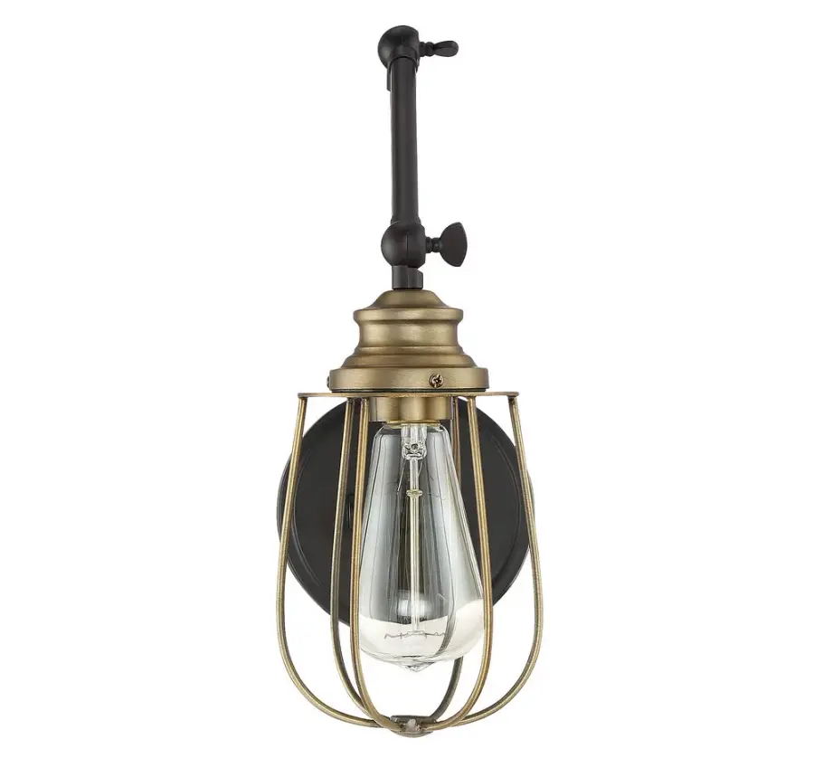 1-Light Adjustable Wall Sconce in Oil Rubbed Bronze with Natural Brass - Image 2