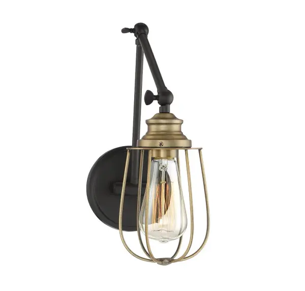 1-Light Adjustable Wall Sconce in Oil Rubbed Bronze with Natural Brass - Image 3