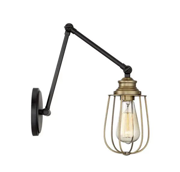 1-Light Adjustable Wall Sconce in Oil Rubbed Bronze with Natural Brass - Image 5