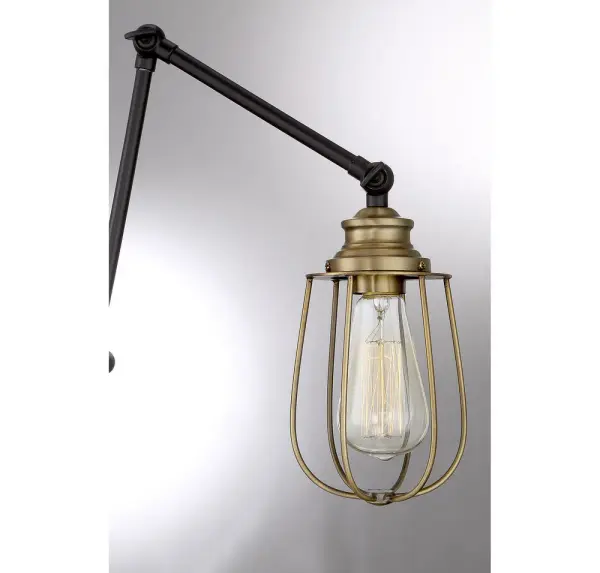 1-Light Adjustable Wall Sconce in Oil Rubbed Bronze with Natural Brass - Image 6