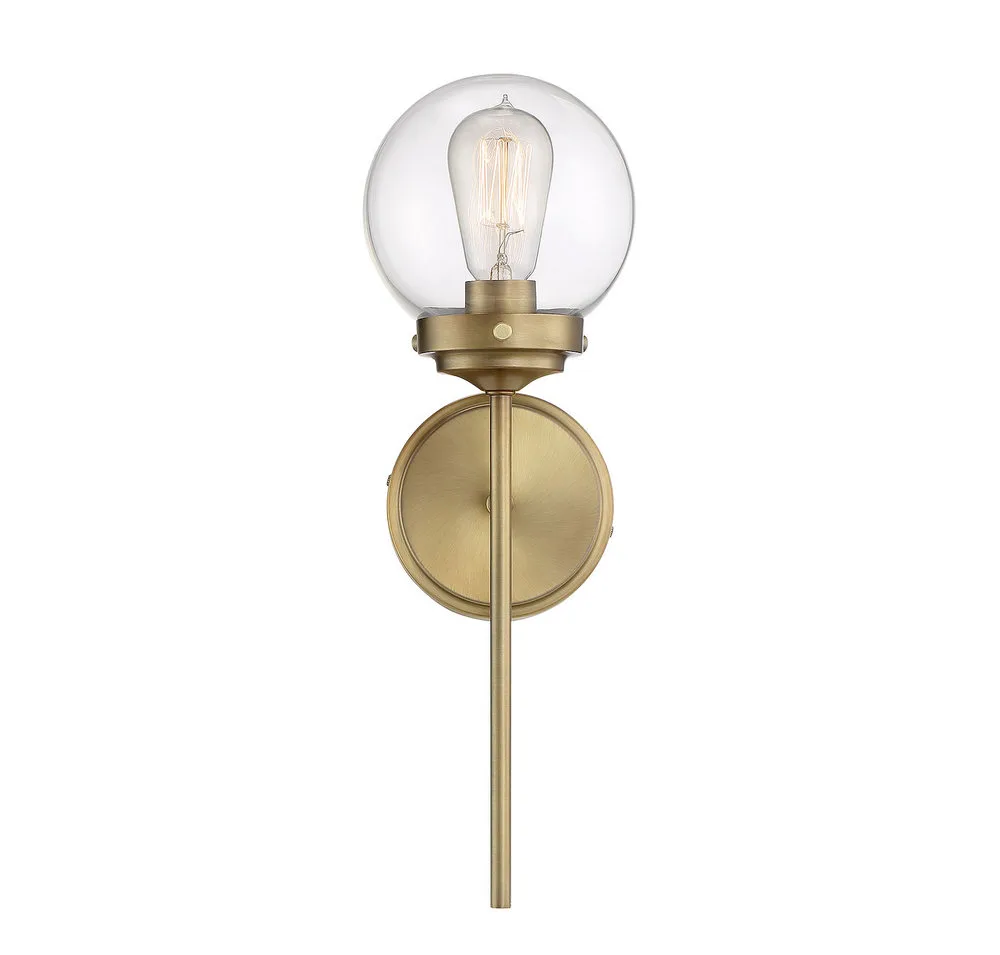 Mscon One Light Wall Sconce in Natural Brass