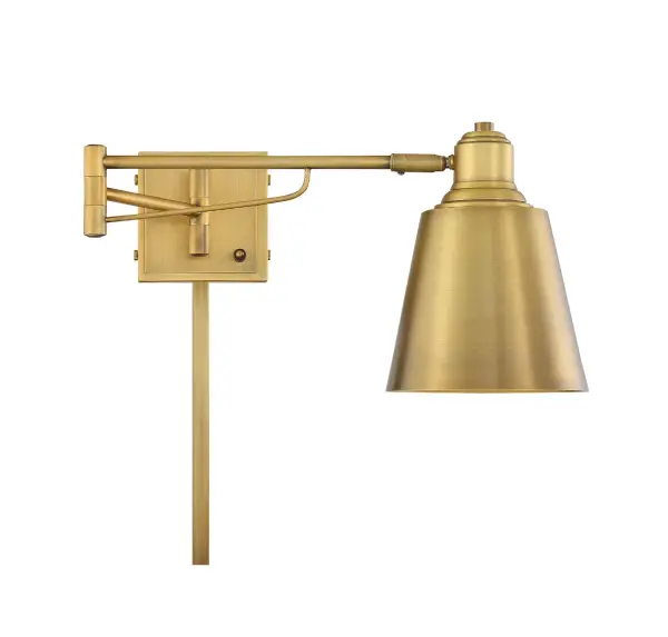 1-Light Adjustable Wall Sconce in Natural Brass - Image 1