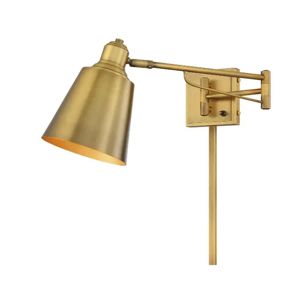 1-Light Adjustable Wall Sconce in Natural Brass - Image 6