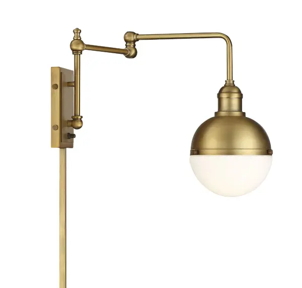 1-Light Adjustable Wall Sconce in Natural Brass - Image 1