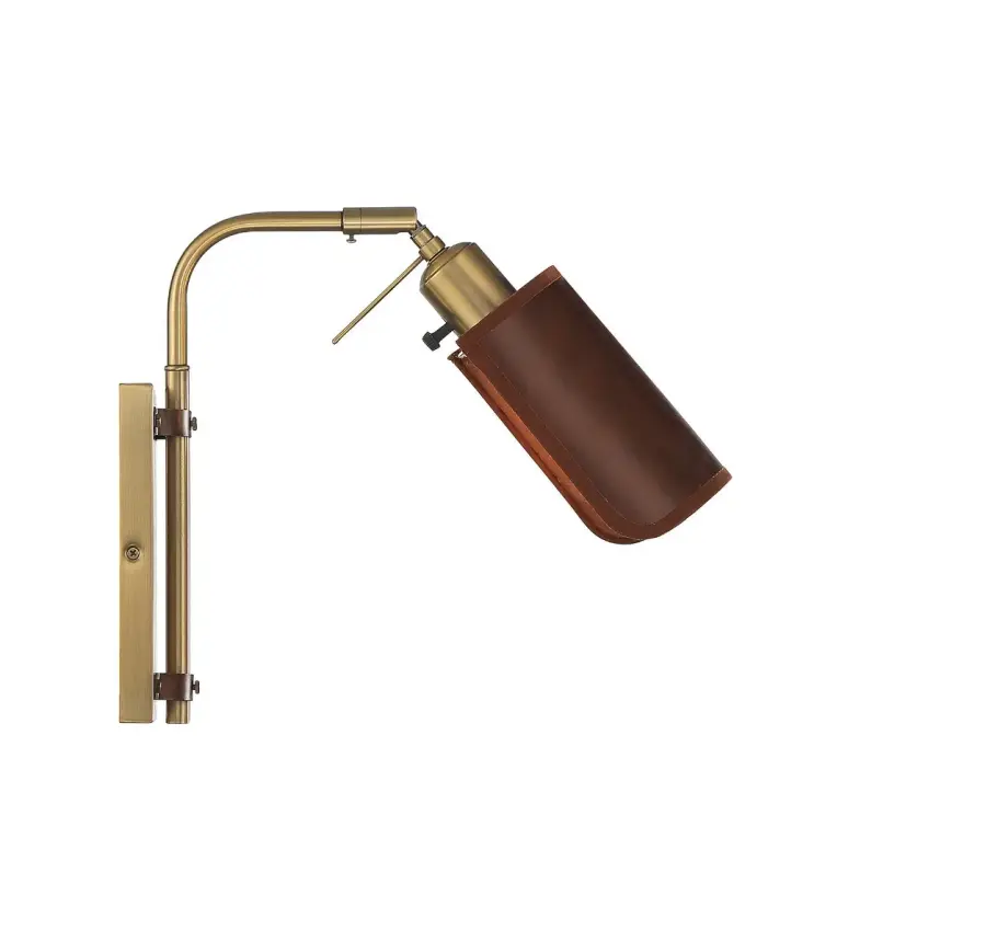 1-Light Adjustable Wall Sconce in Natural Brass - Image 1