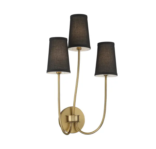 3-Light Wall Sconce in Natural Brass - Image 3