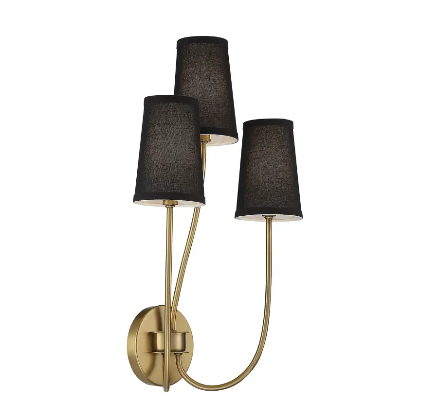 3-Light Wall Sconce in Natural Brass - Image 4