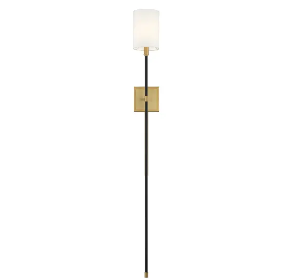 1-Light Wall Sconce in Black with Natural Brass Accents - Image 3