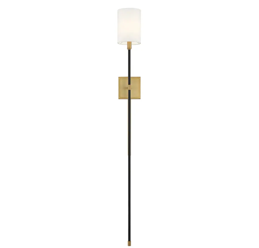 1-Light Wall Sconce in Black with Natural Brass Accents - Image 3