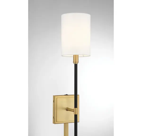 1-Light Wall Sconce in Black with Natural Brass Accents - Image 6