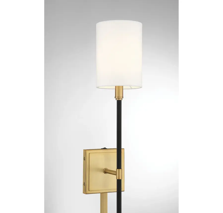 1-Light Wall Sconce in Black with Natural Brass Accents - Image 6