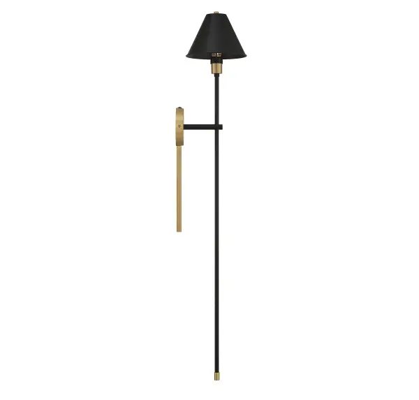 1-Light Wall Sconce in Black with Natural Brass Accents - Image 5