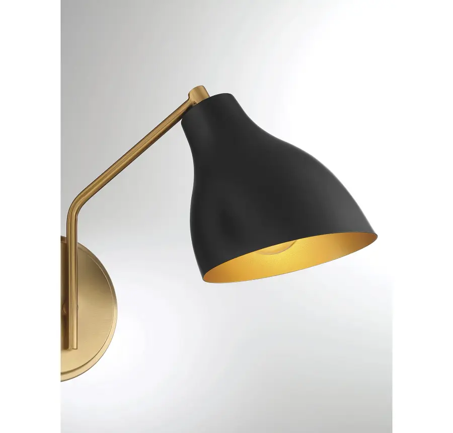 2-Light Wall Sconce in Matte Black with Natural Brass - Image 6