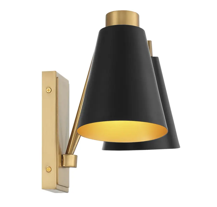 2-Light Wall Sconce in Matte Black with Natural Brass - Image 5